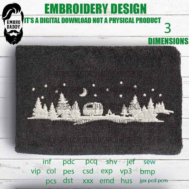 Machine Embroidery, trailer landscape emb file, love nature gift idea PES, xxx, hus & more, vacation embroidery file, husband gift idea emb