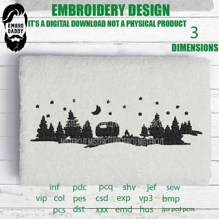 Machine Embroidery, trailer landscape emb file, love nature gift idea PES, xxx, hus & more, vacation embroidery file, husband gift idea emb