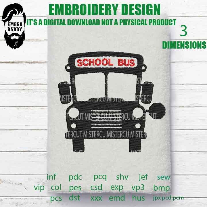 Machine Embroidery, school bus embroidery files, PES, school bus driver gift idea PES, xxx, school emb hus & more, embroidery files, reunion