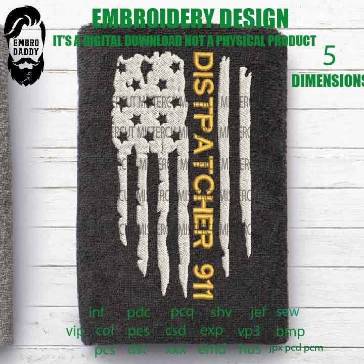 Machine Embroidery, USA flag dispatcher gift idea PES, xxx, fathers day flag Distressed gift idea hus & more, embroidery files , husband pes