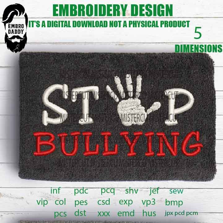 Machine Embroidery, stop bullying emb files, peace love, Anti Bullying gift idea PES, xxx, hus & more, embroidery files digital download