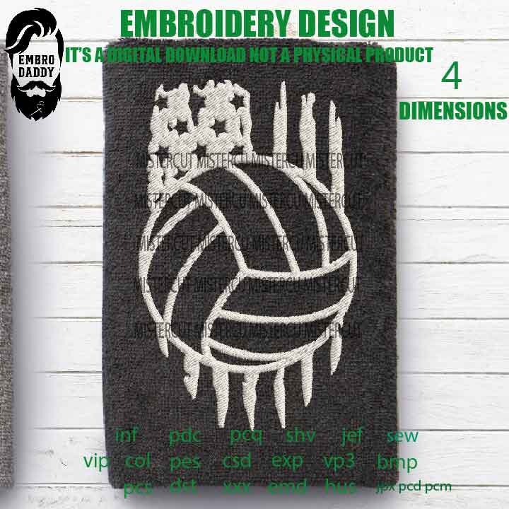 Machine Embroidery, USA flag Volleyball Embroidery files, gift idea PES, xxx, hus & more, embroidery file