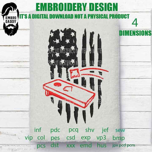 Machine Embroidery, usa flag Corn Hole, distressed flag, gift for dad, gift idea PES, xxx, hus & more, patriotic 4th july embroidery file