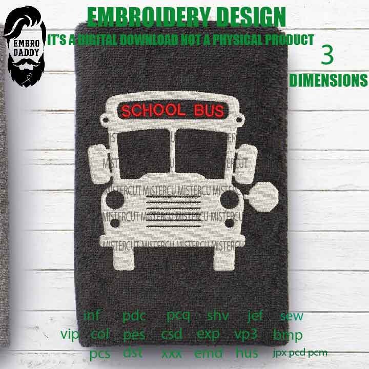 Machine Embroidery, school bus embroidery files, PES, school bus driver gift idea PES, xxx, school emb hus & more, embroidery files, reunion