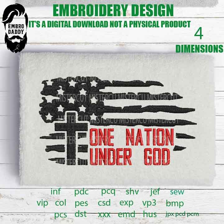 Machine Embroidery, Usa flag one Nation under God embroidery files, American Flag gift idea PES, xxx hus & more, patriotic, fathers day, Dad