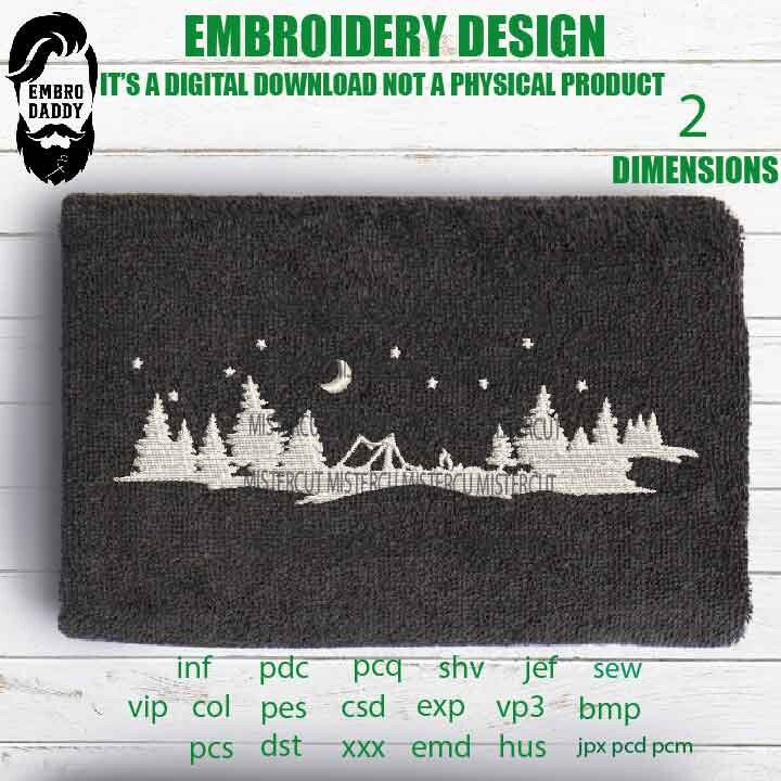 Machine Embroidery, tent landscape emb file, love nature gift idea PES, xxx, hus & more, vacation embroidery file, husband gift idea emb