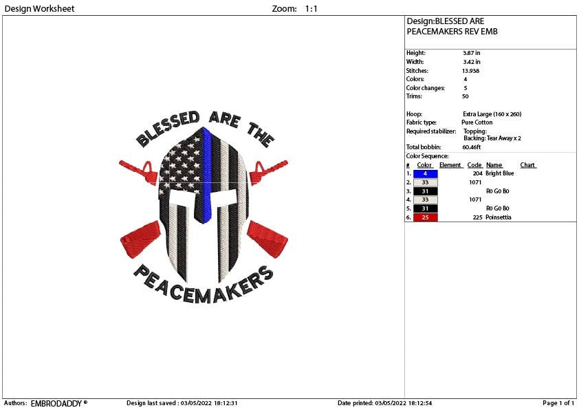 Blessed are the peacemaker, Patriotic America, thin blue line, Patriotic, Machine Embroidery, PES, xxx, hus & more, back the blue