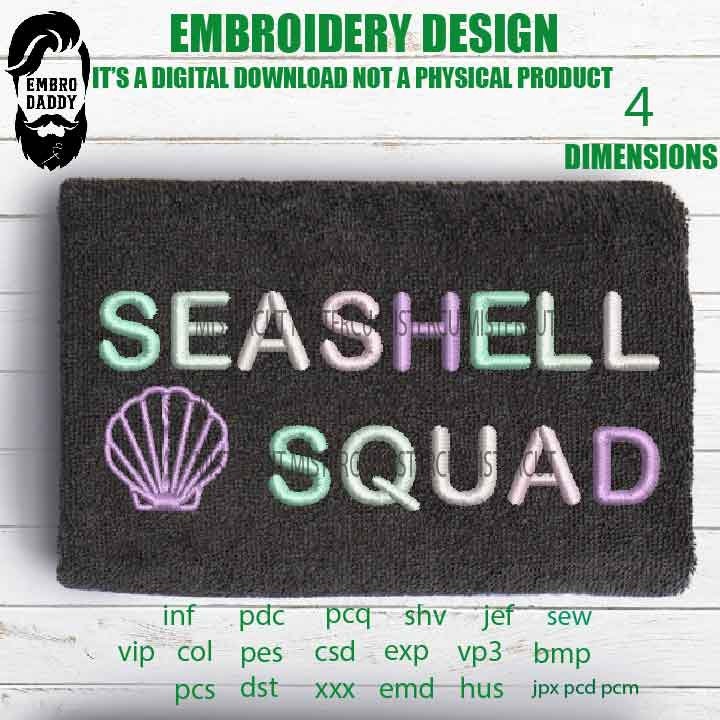 Machine Embroidery, seashell squad embroidery design, gift for camping, funny sea lover gift idea PES, xxx, hus & more, husband gift idea