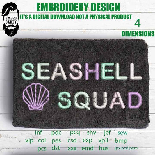 Machine Embroidery, seashell squad embroidery design, gift for camping, funny sea lover gift idea PES, xxx, hus & more, husband gift idea