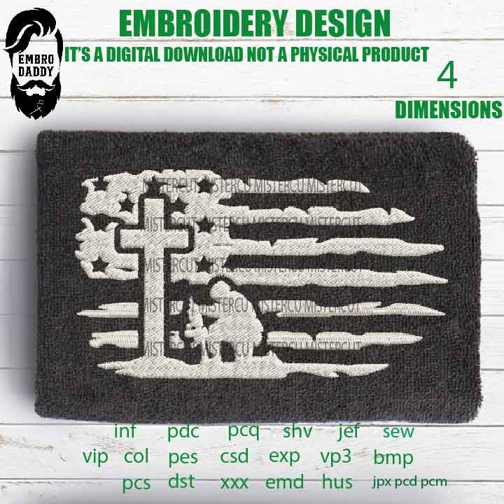 Machine Embroidery, Usa flag Cross soldlers embroidery files, American Flag gift idea PES, xxx hus & more, patriotic, fathers day, Dad