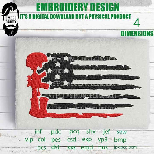 Machine Embroidery, Usa flag fallen soldier pes files, American Flag gift idea PES, xxx hus & more, patriotic, fathers day, Dad