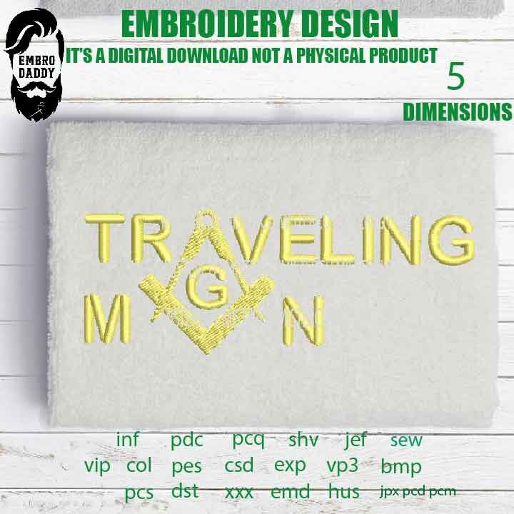 Machine Embroidery, Traveling Man funny embroidery files, gift idea PES, hus & more