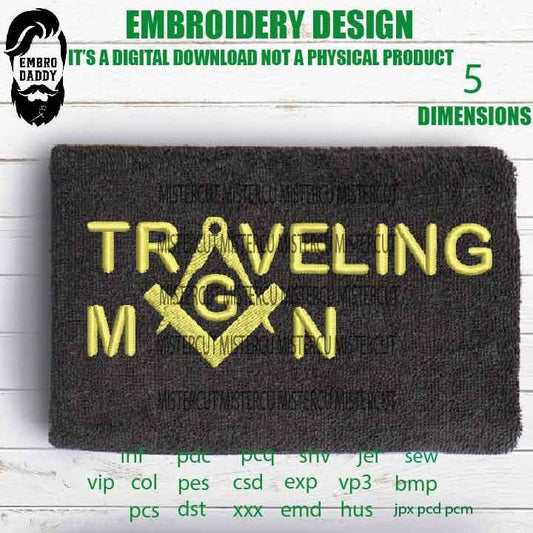 Machine Embroidery, Traveling Man funny embroidery files, gift idea PES, hus & more