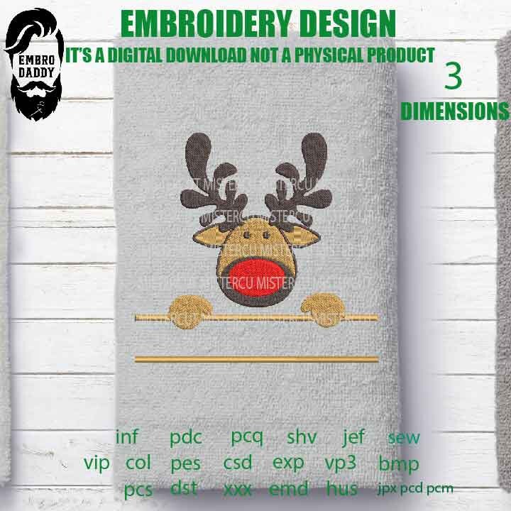 Machine Embroidery, reindeer monogram, Christmas gift idea xxx, hus & more, embroidery files PES, xxx, hus and more, winter pes