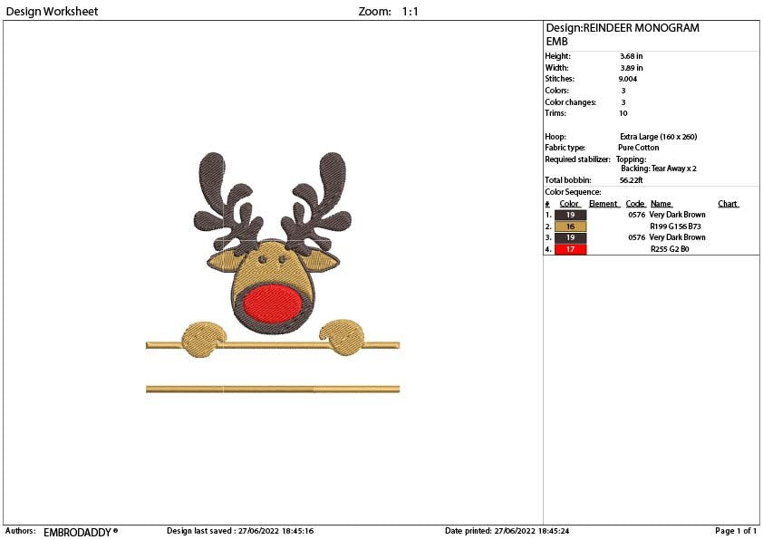 Machine Embroidery, reindeer monogram, Christmas gift idea xxx, hus & more, embroidery files PES, xxx, hus and more, winter pes