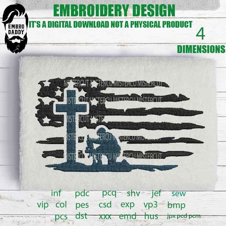 Machine Embroidery, Usa flag Cross soldlers embroidery files, American Flag gift idea PES, xxx hus & more, patriotic, fathers day, Dad