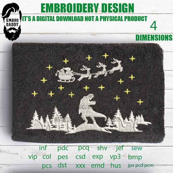 Machine Embroidery, santa with Rex, Christmas gift idea xxx, hus & more, embroidery files PES, xxx, hus and more, winter pes