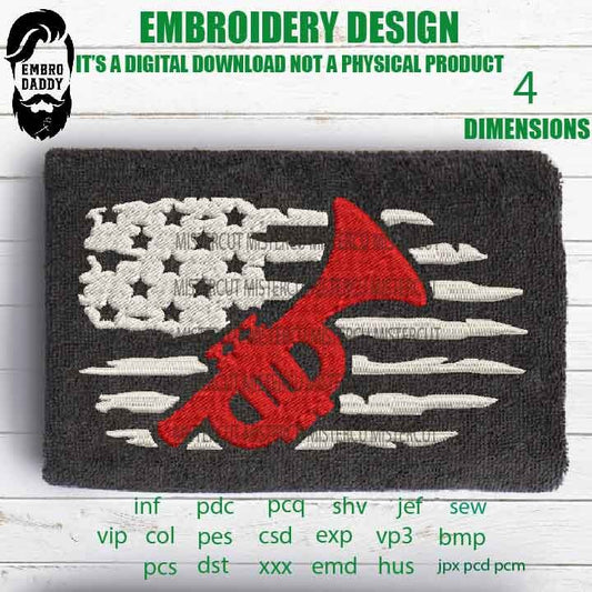 Machine Embroidery, USA flag trumpet gift idea PES, xxx, hus & more, guitar player gift idea embroidery files , husband pes