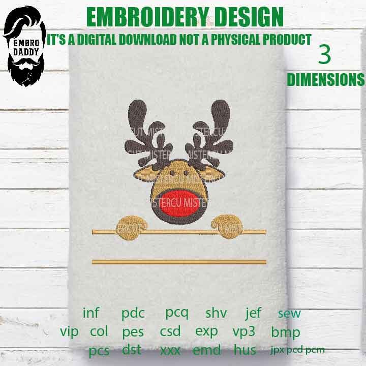 Machine Embroidery, reindeer monogram, Christmas gift idea xxx, hus & more, embroidery files PES, xxx, hus and more, winter pes