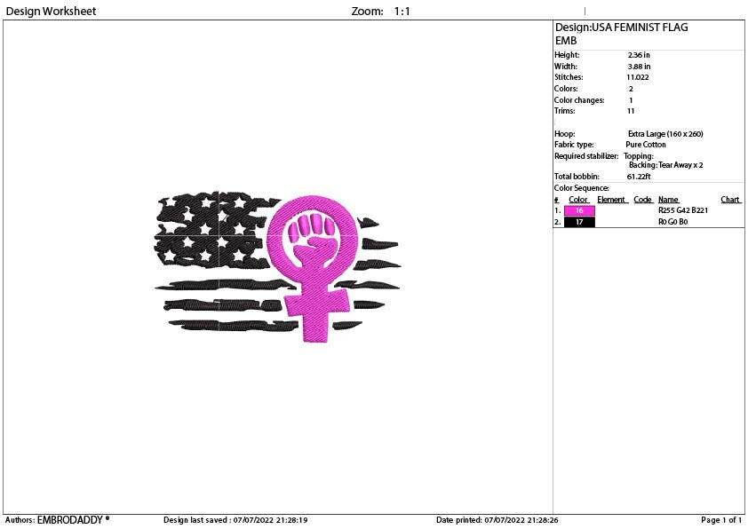 Machine Embroidery, usa flag feminist emb file, gift idea PES, xxx, hus & more, embroidery files, abortion embroidery files