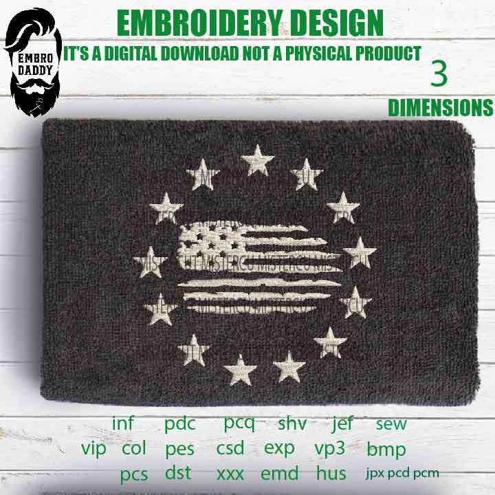 Machine Embroidery, usa flag betsy, 13 star betsy ross union, Betsy Ross American Flag gift idea PES, xxx hus & more, patriotic embroidery