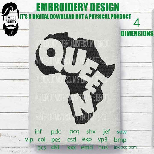 Machine Embroidery, Queen Africa, appreciation gift idea PES, xxx, hus & more, embroidery files, reunion, adniversary love