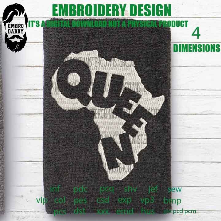 Machine Embroidery, Queen Africa, appreciation gift idea PES, xxx, hus & more, embroidery files, reunion, adniversary love