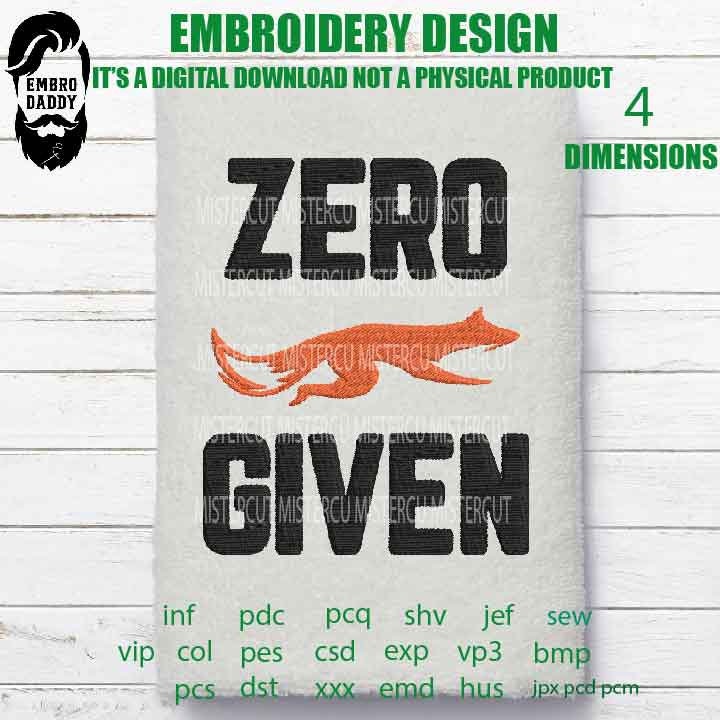 Zero Fox given Embroidery Pattern File, PES, DST, hus & more, digital download, Gifts Idea pes file