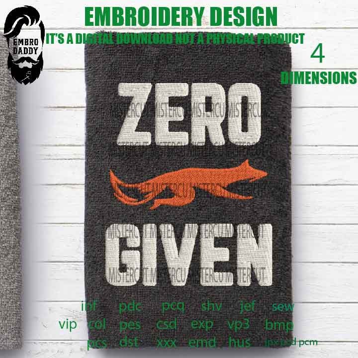 Zero Fox given Embroidery Pattern File, PES, DST, hus & more, digital download, Gifts Idea pes file