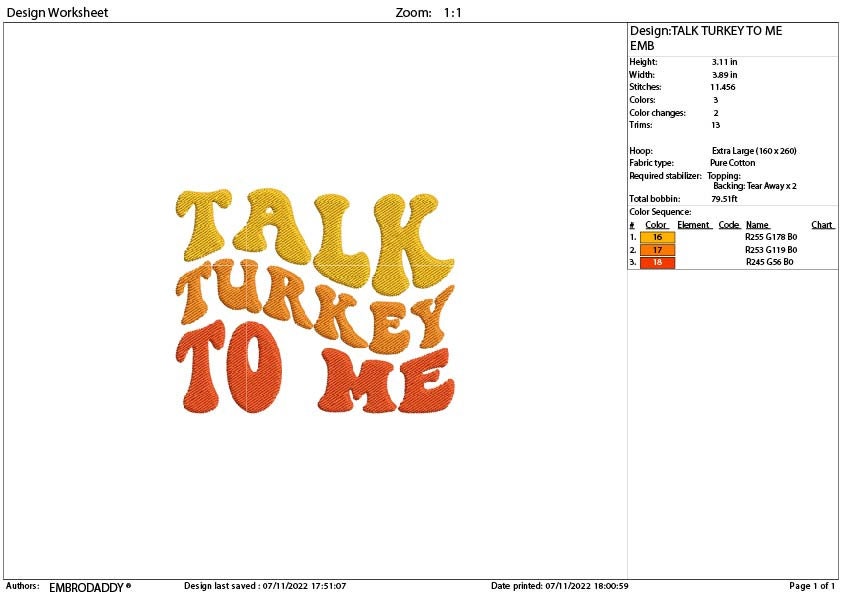 Embroidery files, Talk Turkey To Me Machine Embroidery Design, 4 sizes, Embroidery Pattern, Embroidery File PES, xxx, & more