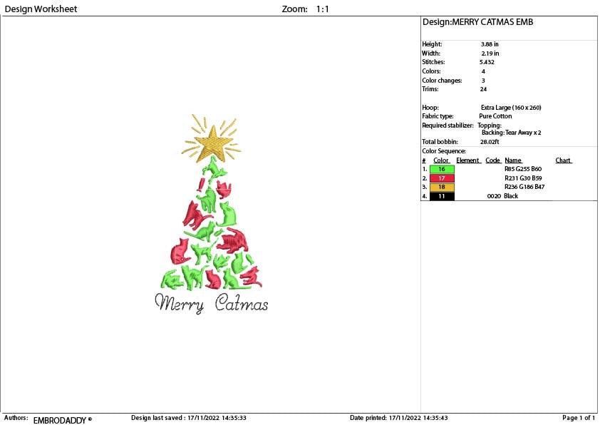 Embroidery files, Merry Catmas Machine Embroidery Design, 4 sizes, Embroidery Pattern, Embroidery File PES, xxx, & more