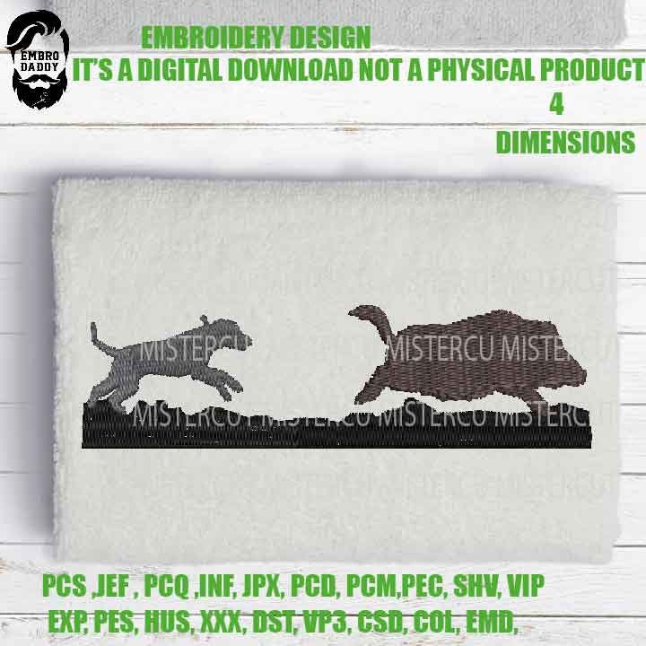 Embroidery files, Hounds Hunt Boar Machine Embroidery Design, 4 sizes, Embroidery Pattern, Embroidery File PES, xxx, & more