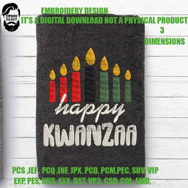 Embroidery files, Happy Kwanzaa Machine Embroidery Design, 3 sizes, Embroidery Pattern, Embroidery File PES, xxx, & more