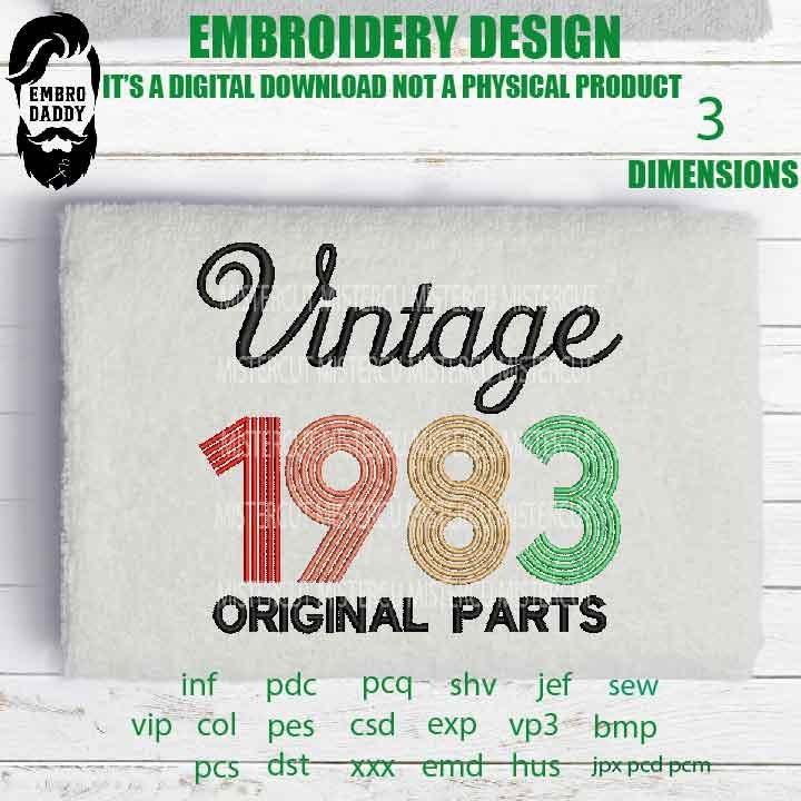 Machine Embroidery, Vintage 1983 Original parts pes, birthday funny embroidery files, gift idea PES, xxx, hus & more