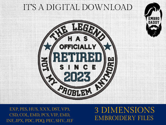 Retired 2023 Embroidery Pattern File in PES, DST, hus & more