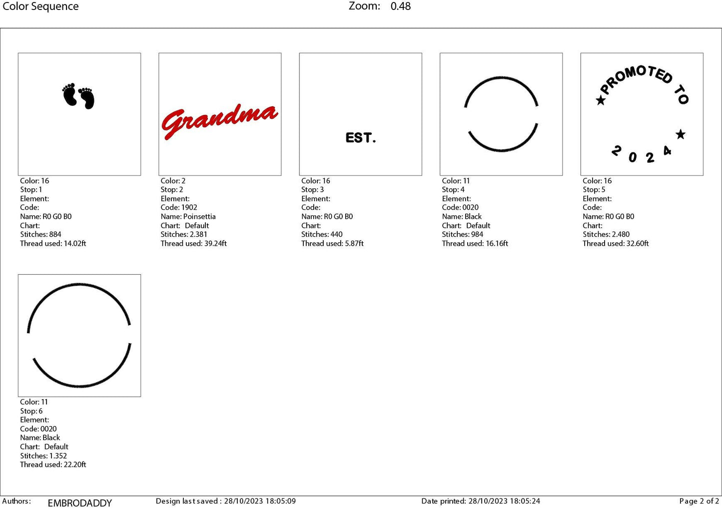 Promoted grandma EST 2024 Embroidery Pattern File in PES, DST, hus & more, Trendy Embroidery, mom life, grand mama Life, xxx