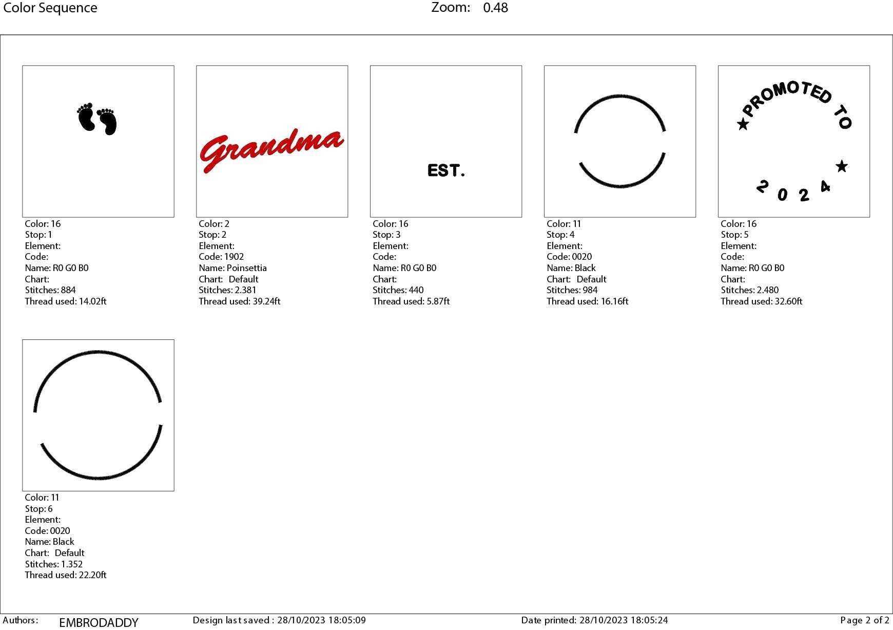 Promoted grandma EST 2024 Embroidery Pattern File in PES, DST, hus & more, Trendy Embroidery, mom life, grand mama Life, xxx