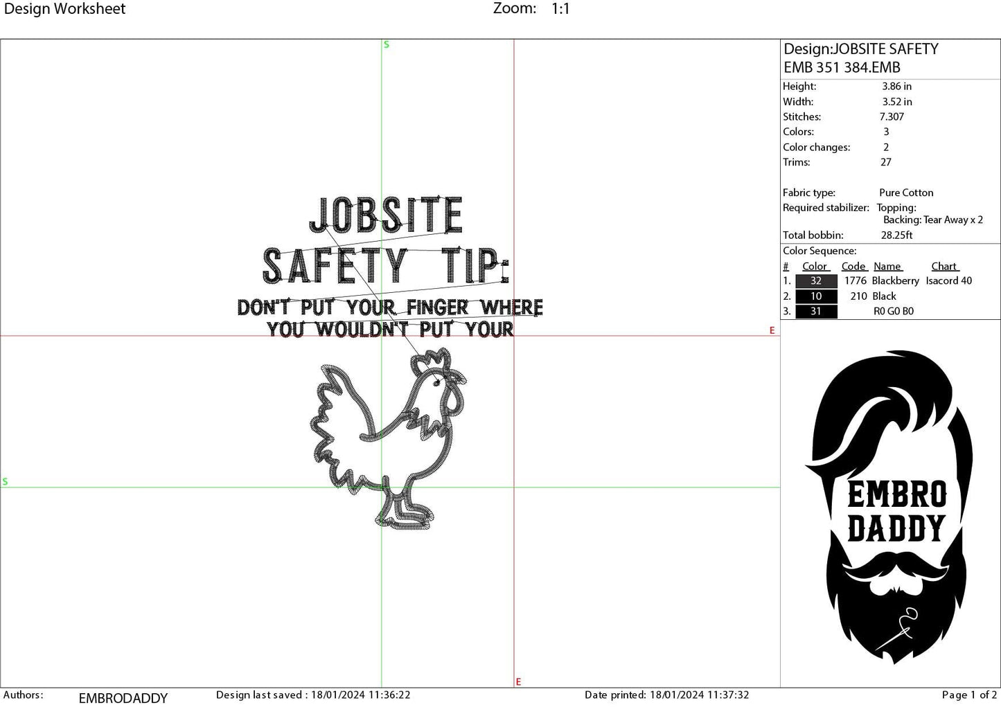 Mature, Machine Embroidery files, jobsite safety tip, funny, PES, DST, xxx, hus & more